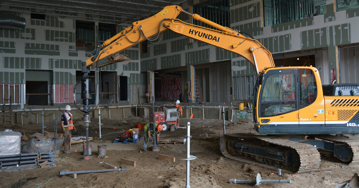Helical piles can verify foundation capacity during installation by measuring installation torque. A helical pile system is only as strong as its weakest component, including the shaft, coupling, bracket, or surrounding soil. Photo Credit: Chance Foundation Solutions