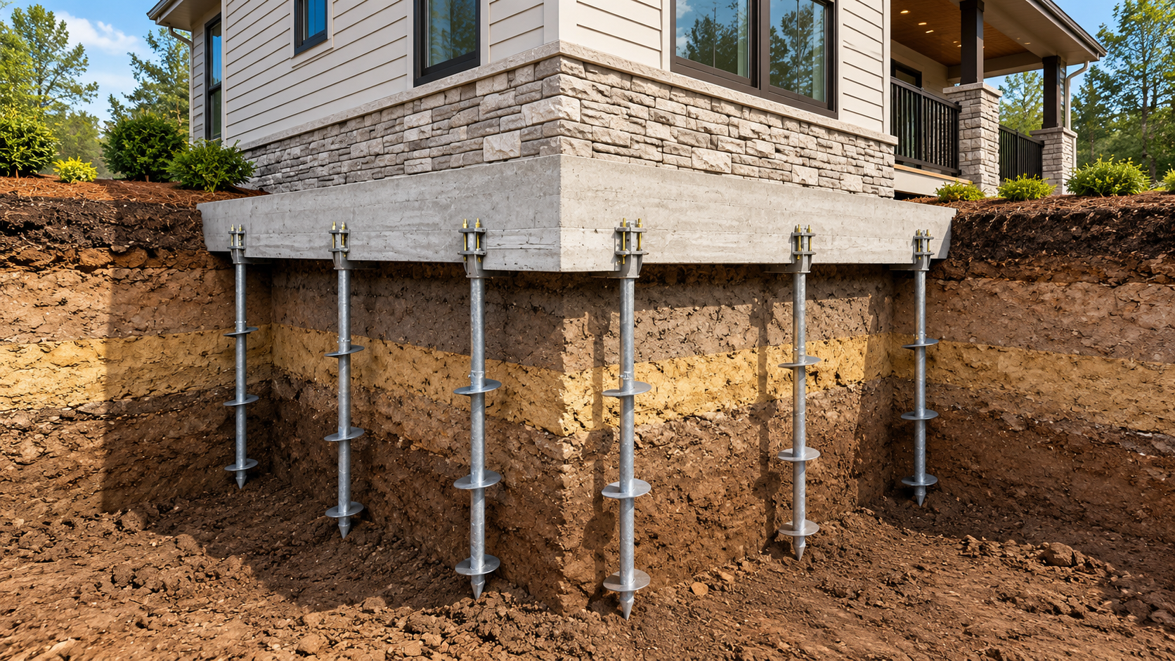 Helical pier cost depends on factors such as the number of piers, installation depth, soil conditions, site access, and project scope. Per-pier pricing alone does not represent the total cost of a residential foundation repair.